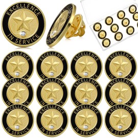 12 Pcs Employee of the Month Lapel Pin 3/4 Inch Employee Enamel Pin Employee of the Month Recognition Lapel Pins to Reward Any Employee The Month Corporate Pin for Employees (Excellence in Service)