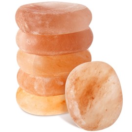 Swiffen Flat Oval Massage Stone Crystal Hand Carved Stone for Massage Therapy Himalayan Salt Massage Rocks Natural Pink Heated Warmer Stone for Spa Massage Salt and Sugar (6 Pcs)