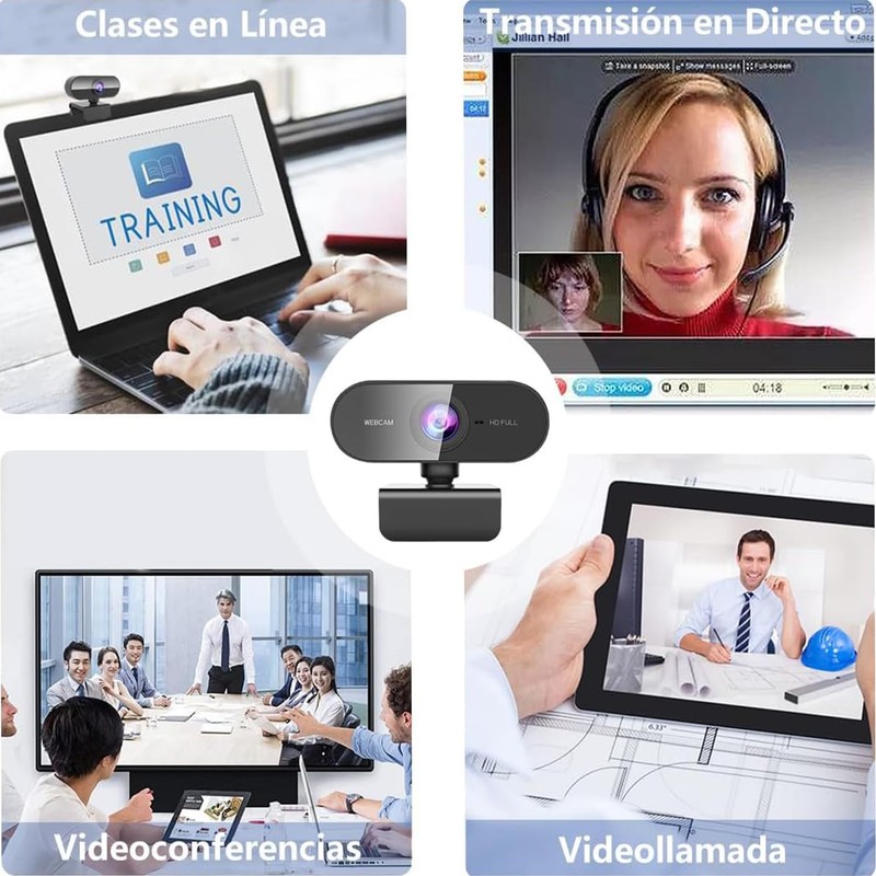 Weeiluoq Camara Web para PC HD 1080P,Webcam con Microfono para