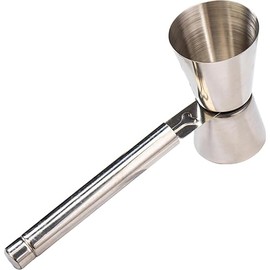 Professional Dual-Ended Stainless Steel Jigger – 0.5 oz & 1 oz Bartending Measuring Cup with Ergonomic Handle (5.2 Inches)