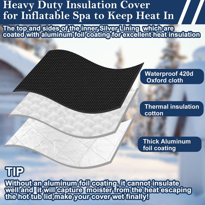 Insulated Inflatable Hot Tub Cover Round Full Coverage Hot Tub