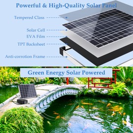 POPOSOAP 15W Solar Pond Aerator, Solar Aerators for Ponds with 4400mAh Battery, Solar Aquarium Air Pump with 2 Outlets and Power Display, 3 Mode Solar Air Pump for Fish Pond Tank Hydroponics Wildlife