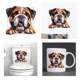 x4 Dog Stickers for Wall Decor, Covering Marks, Hardwearing Waterproof Mugs & Phone, Car Bumpers, Shower & Tile, Toilets, Laptop & More Vinyl Decals, (Shark02) (English Bulldog)