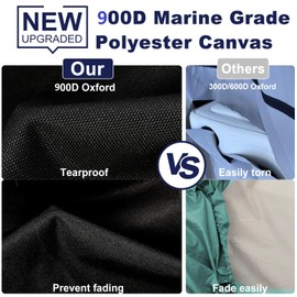 Nukugula Ture 900D Solution-Dyed T Top Boat Cover 17ft - 19ft with Motor Cover, 100% Waterproof Tear-Resistant with Upgraded 15 Windproof Straps for Center Console Boat with T TOP Roof