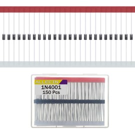 ALLECIN 150Pcs 1N4001 Rectifier Diode 1A 50V 1N4001G 4001 Silicon Diodes Cathode 1 Amp 50 Volt Dioden DO-41 Package