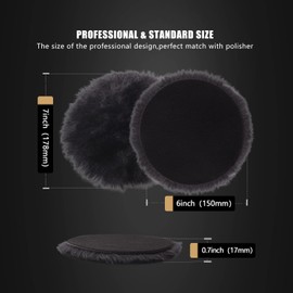 SPTA HWPPS6M14M5 Lambskin Pad, Lambskin Cover, Lambskin, 5-Piece 150 mm Polishing Disc Polishing Set, Wool Pad, Lambswool, 150 mm, Velcro Pad Polishing Disc + M14 Drill Adapter for Car Polishing