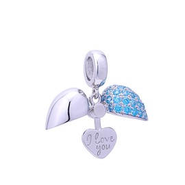 I Love You Colgante de corazón crystal Dangle Bead 925 de plata de ley para pulsera Europea, Navidad, día de la madre regalos