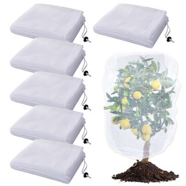 6 Pack Insect Bird Netting Cover - 3.3x5FT Blueberry Bushes Netting Plant Covers with Drawstring, Fine Mesh Fruit Tree Net for Protecting Lemon Orange from Insect Bird Barrier Squirrel Deer