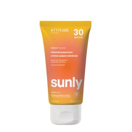 ATTITUDE Mineral Sunscreen with Zinc Oxide, SPF 30, EWG Verified, Broad Spectrum UVA/UVB Protection, Dermatologically Tested, Vegan, Tropical, 5.2 Ounces | ATTITUDE