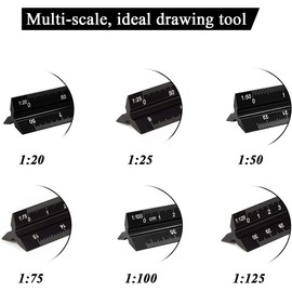 Triangular Scale - 30cm Length Aluminium Ideal for Architects, Engineers, Architectural Study - 1:20, 1:25, 1:50, 1:75, 1:100, 1:125