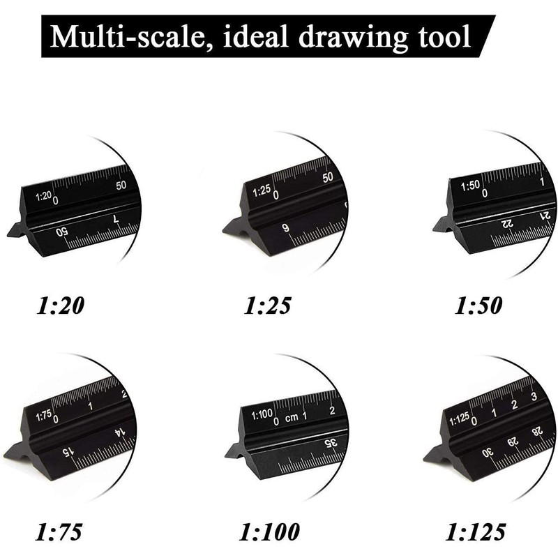 Triangular Scale - 30cm Length Aluminium Ideal for Architects, Engineers,