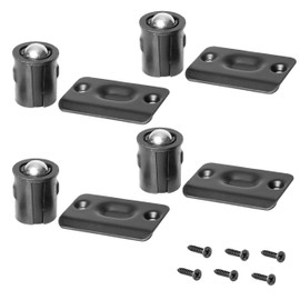 Ilyapa Closet Door Ball Catch Hardware, 4 Pack - Black Drive-in Ball Catch with Strike Plate