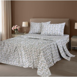 ZOYER 100% Cotton Sheets - Cooling & Crisp Full Size Percale Bed Sheets, 16" Deep Pockets Full Bedding Set, Lightweight & Breathable, Durable, 4 Pieces, Paisley Ornamental