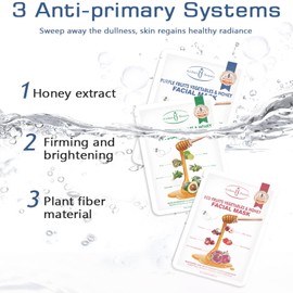 AICHUN BEAUTY Fruits Vegetables Honey Facial Mask Repair Firming Face Skin Anti-Wrinkles Moisturizing 25ml/0.88fl.oz x 10pcs (GREEN FRUITS VEGETABLES & HONEY FACIAL MASK(10pcs))