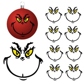 10 Pcs Christmas Ornament Stickers, Christmas Decoration Stickers, Christmas Vinyl Stickers, Christmas Window Stickers, Christmas Party Waterproof Stickers,Christmas Ball DIY Face Stickers - 3.3*3.3in