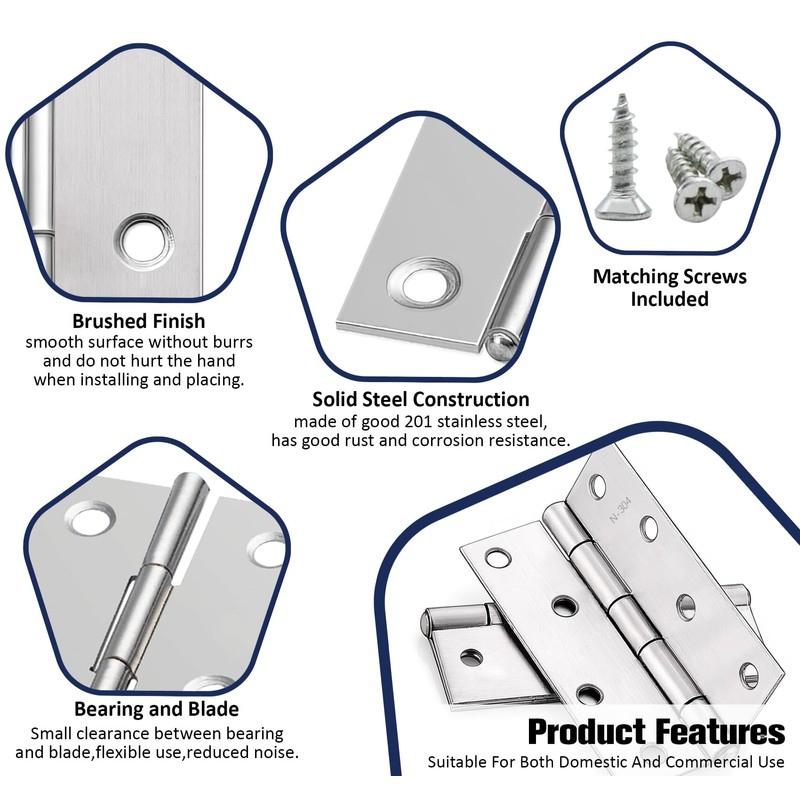 Pack of 4 Hinges Foldable 100 mm x 70 mm,