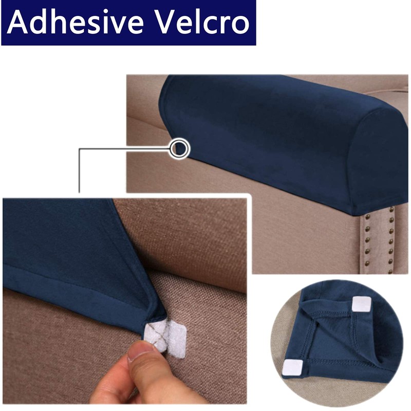 GAMUKAI 2 Pack Velvet Stretch Armrest Covers - Non Slip