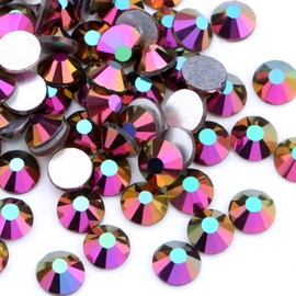 Dowarm 288 Pieces SS30 Flatback Rhinestones, 6.5MM Flatback Crystal Rhinestones for Craft, Nails, Dance Costumes, Non Hotfix (Metallic Rainbow AB)