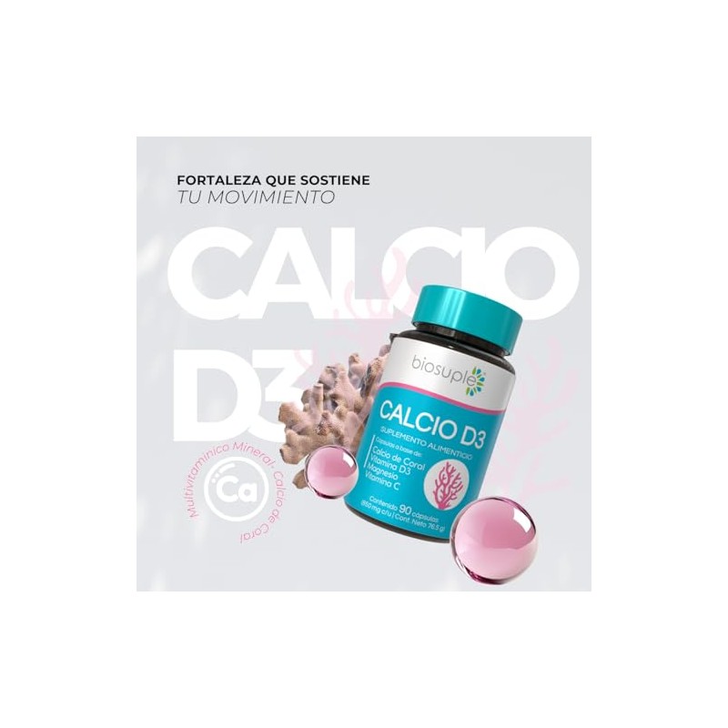 BIOSUPLE | Calcio de Coral con Magnesio y Vitaminas A,