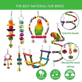 16 Packs Toy Set for Parrots Variety of Toys for Bird Cage Accessories Safe and Durable Bird Toys for Cockatiels Parakeets and More Attract Birds' Attention with Colorful Wooden Toys Easy to Install Perfect for Pet Birds