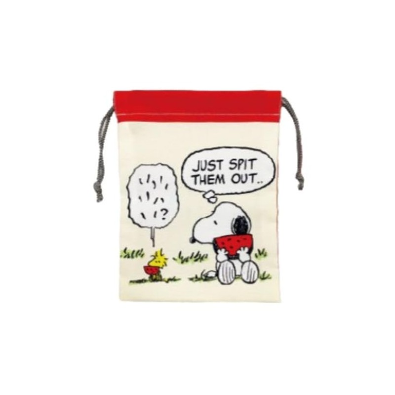 Snoopy Drawstring Pouch with Gusset/Watermelon RED Peanuts