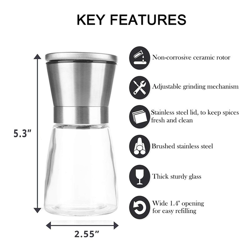 Mincham Manual Salt or Pepper Grinder for Professional Chef, Best