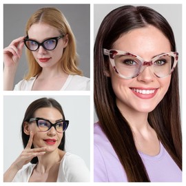 MMOWW 5 Pack Oversized Cat Eye Reading Glasses for Women Fashion Cute Blue Light Blocking Computer Readers, 5 Mix Color 1 +2.0