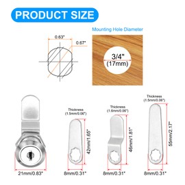 PATIKIL 5/8 Inch Keyed Alike Cabinet Locks with Key, 6 Pack Cam Replacement Lock Cylinder Toolbox Lock for RV Drawer Storage Cart Mailbox, Silver