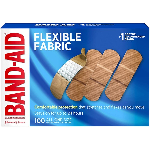 BAND-AID 4444 Flexible Fabric Adhesive Bandages, 1" x 3", 100/Box