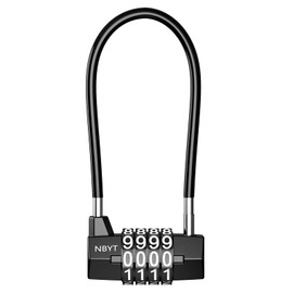 Brifit 4 Digit Long Steel Cable Combination Padlock [Upgraded] Cabinet Door Handle Padlock Long Shackle Small Handheld Outdoor Waterproof Lock Luggage Cable Locks for Travel Bag Bike Fence