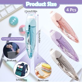 ASTIMESA 4 Pcs Refillable Retractable White Out Tape, White Out Correction Tape Easy to Use Applicator, Pen Shaped Whiteout Tape for Instant Corrections Office School Supplies (4)
