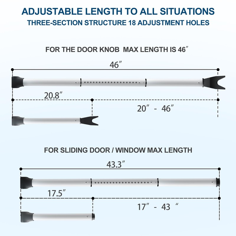 Rerishom Door Security Bar, Door Stoppers Security bar,Heavy Duty Door