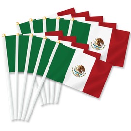 25 PCS Mexico Handheld Small Flag,Mexican México Hand held Mini Decor Decoration Banner