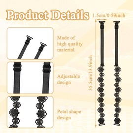 12 Pieces Floral Bra Straps, Decorative Bra Straps, Replaceable, Adjustable, Elastic Design, Non-Slip Fixation, Suitable for Strapless Dresses