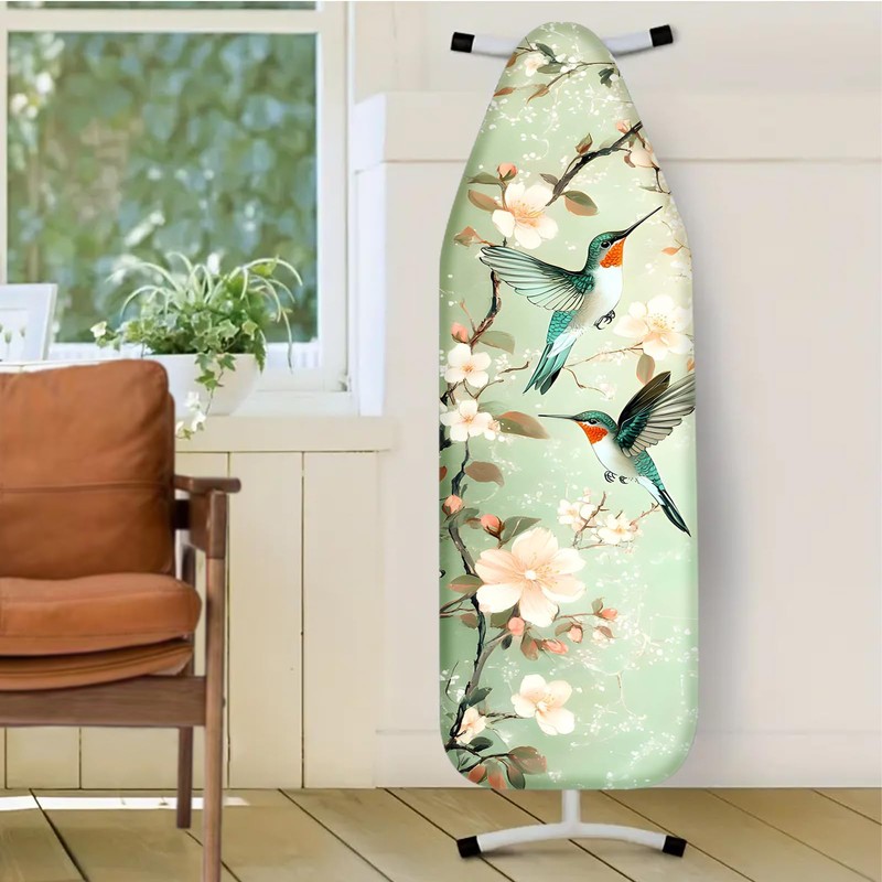 Nuxovilar Light Green Background with Hummingbirds & Cherry Blossoms Ironing