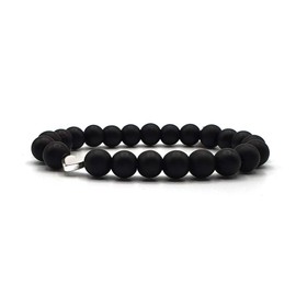 KARDINAL WEIST Heart onyx bracelet, gemstone beads, power stone jewellery for women, chakra - love - passion - romance, Stainless Steel, black