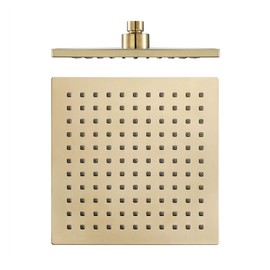 Rain Shower Head Brushed Gold, 8 Inch Square Shower Head, ABS Bath Shower head, High Pressure High Flow Rainfall Shower Heads
