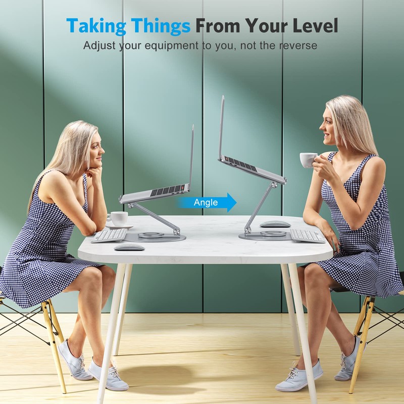 OMOTON Adjustable Laptop Stand with 360 Rotating Base, Ergonomic Laptop