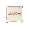 Creative Co-Op Square Floral Cross-Stitch Cotton Piped Trim Pillow, Red