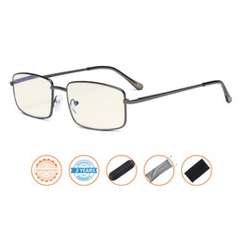 CessBlu Blue Light Filter Computer Glasses Anti Screen Glare Blocking UV Rays Reading Eyeglasses for Men (Gunmetal)+4.0