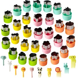 40Pcs Vegetable Fruit Cutters Shapes Set,10Pcs Stainless Steel Mini Cookie Cutters, Fruit Shape Cutters for Kids Bento Box Baking