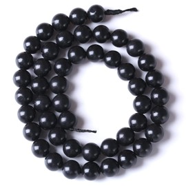 120PCS 6MM Natural Stone Shungite Beads Crystal Loose Beads for Jewelry Making DIY Bracelet