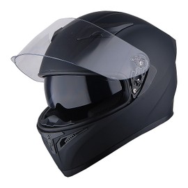 1STorm Motorcycle Street Bike Dual Visor/Sun Visor Full Face Helmet Mechanic Matt Black, Size X-Large Size XL (59-60 CM,23.2/23.6 Inch)