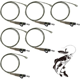 Kettion 6 Pieces Fishing Accessories Carp Accessories 64 cm 45 lb Chod Rig Leader Safety Lead Clip Hair Assembly Carp Inline Helicopter Carp Ready Hair Fishing Rig Leader Accessories Assembly