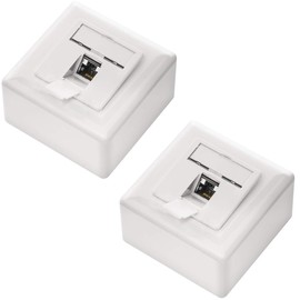 deleyCON 2x CAT6a Universal Network Sockets - 1x RJ45 Port - Shielded - Surface-Mounted or Flush-Mounted - 10 Gigabit Ethernet Network - EIA/TIA 568A&B - White