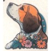 Beagle Dog Head With Flowers Small Flat Acrylic Pin Tie