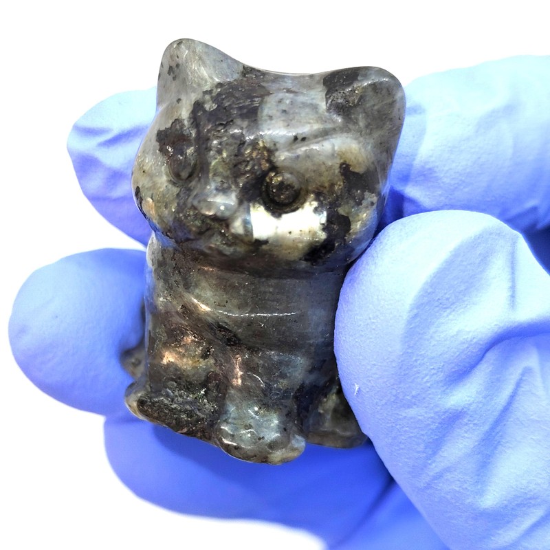 Mineral Specimen 30mm Cat Shape (Labradorite (Black) ))