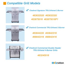 BBQration G362-2100-W1 Grill Replacement Kit for Charbroil TRU-Infrared 463642316 463644220 463632320 463675016 463644220 463245518, Grill Grate, Heat Plates and Burner Kit for Charbroil 466642416