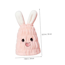 DECHOUS Cute Rabbit Ear Hair Towel Wrap for Absorbent Dry Cap Made of Soft Fleece Fast Drying Durable Cartoon