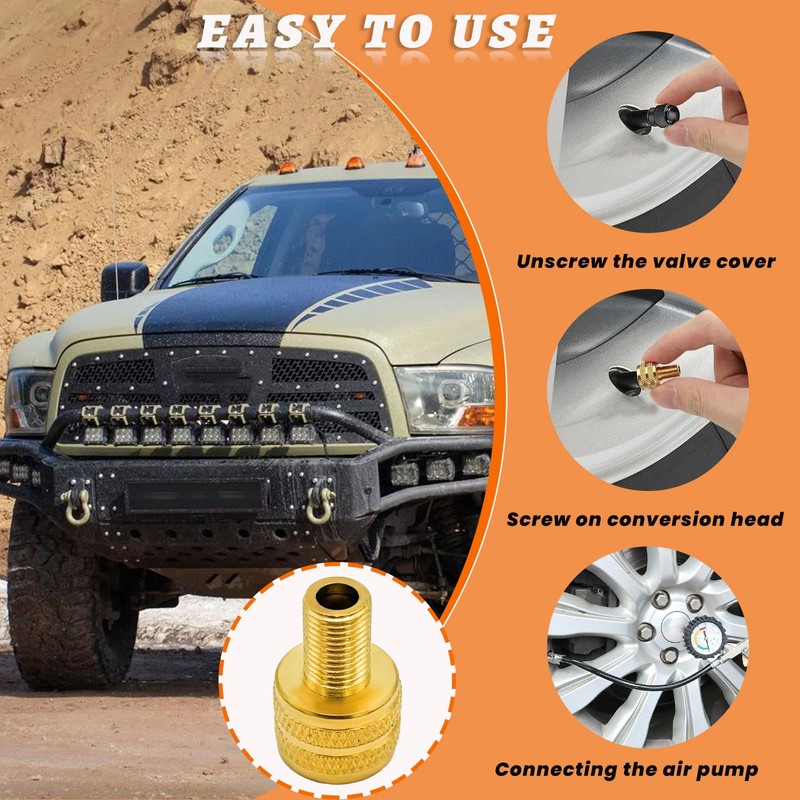 Suvnie 10 PCS Large Bore Tire Valve Adapter, Brass Valve